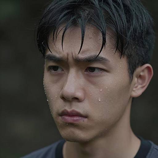 Intense Close-Up of a Young Man