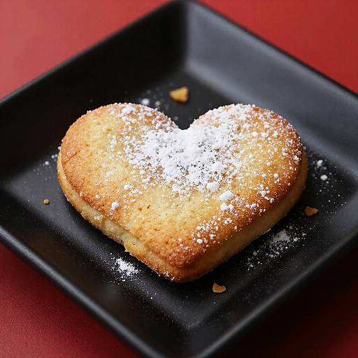 Heart-Shaped Cookie on Black Plate