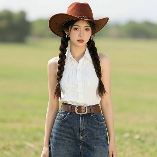 Female Cowboy with Braids Outfit