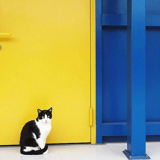 High-Contrast Black and White Cat