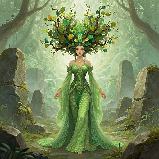 Mystical Nature Goddess Among Ancient Stones