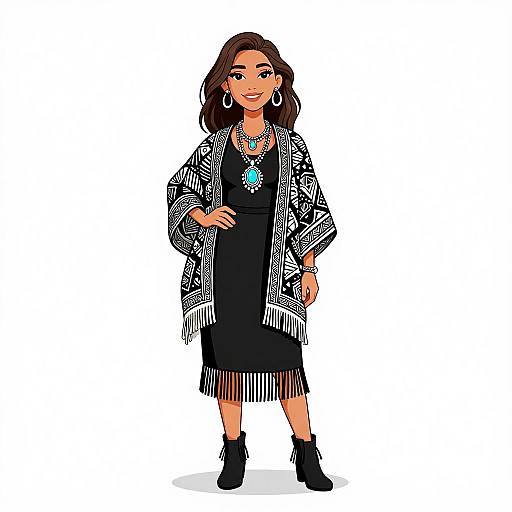 Bohemian Woman in Fringed Shawl