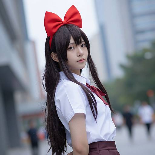 Red Arrow Cosplay in Urban Setting