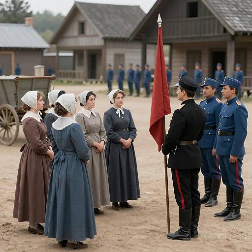 Historical Town Square Gathering Scene