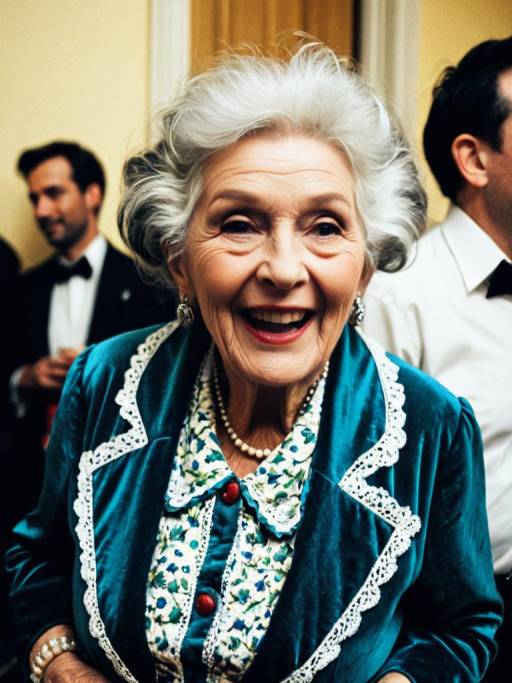 Elderly Woman in Vintage Costume at Party
