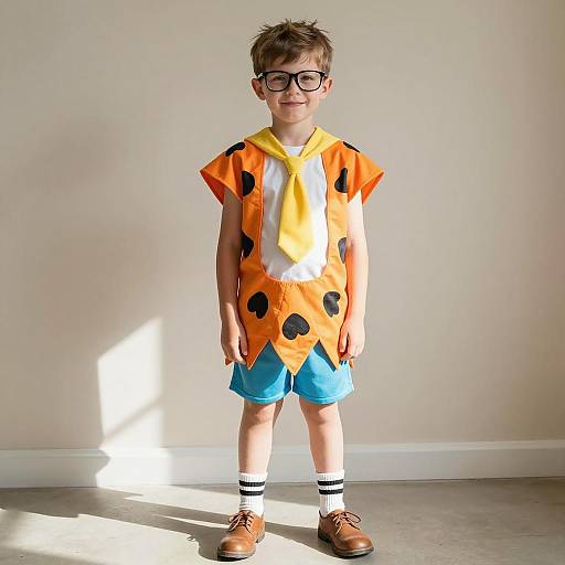 Young Boy in Modern Fred Flintstone Costume