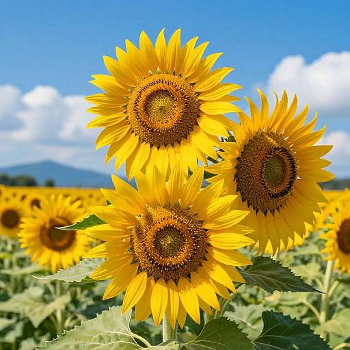 Vibrant Sunflowers in Golden Field