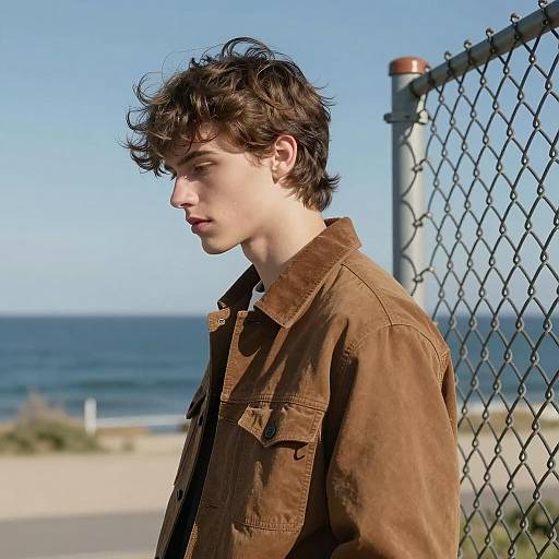 Young Man by the Ocean Fence