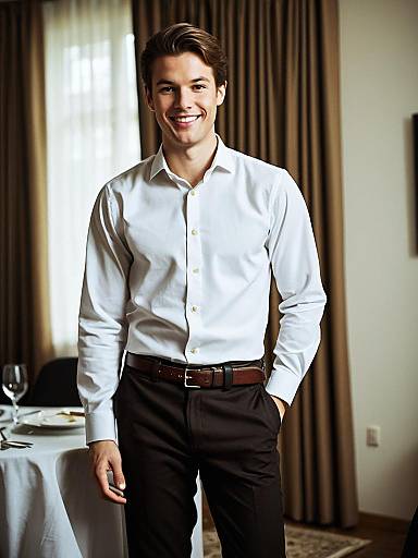 Young Man in White Formal Shirt Indoors