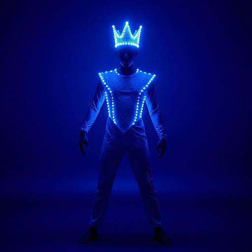 Man Wearing Glowing LED Dance Costume