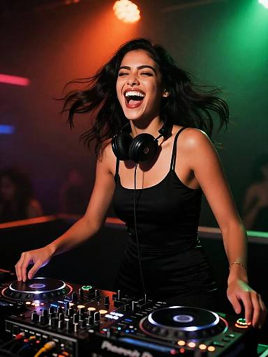 Female DJ in Energetic Nightclub