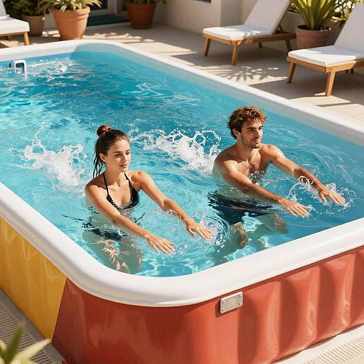 Photorealistic Couple Water Aerobics