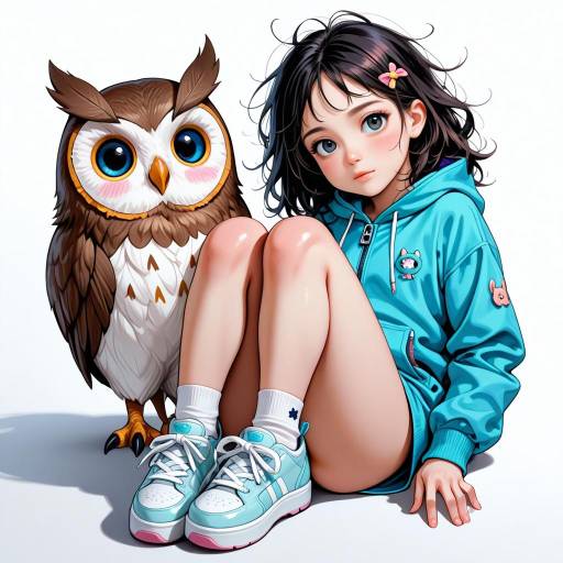 Curious Child with Plush Owl Curious Child with Plush Owl