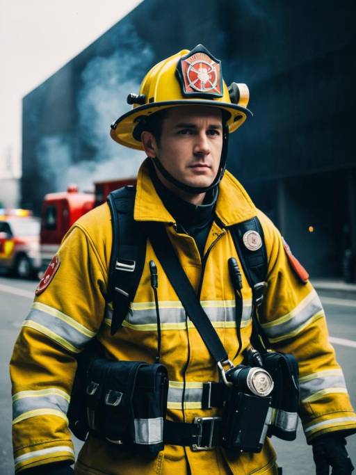 Cinematic Firefighter Cosplay Action Shot
