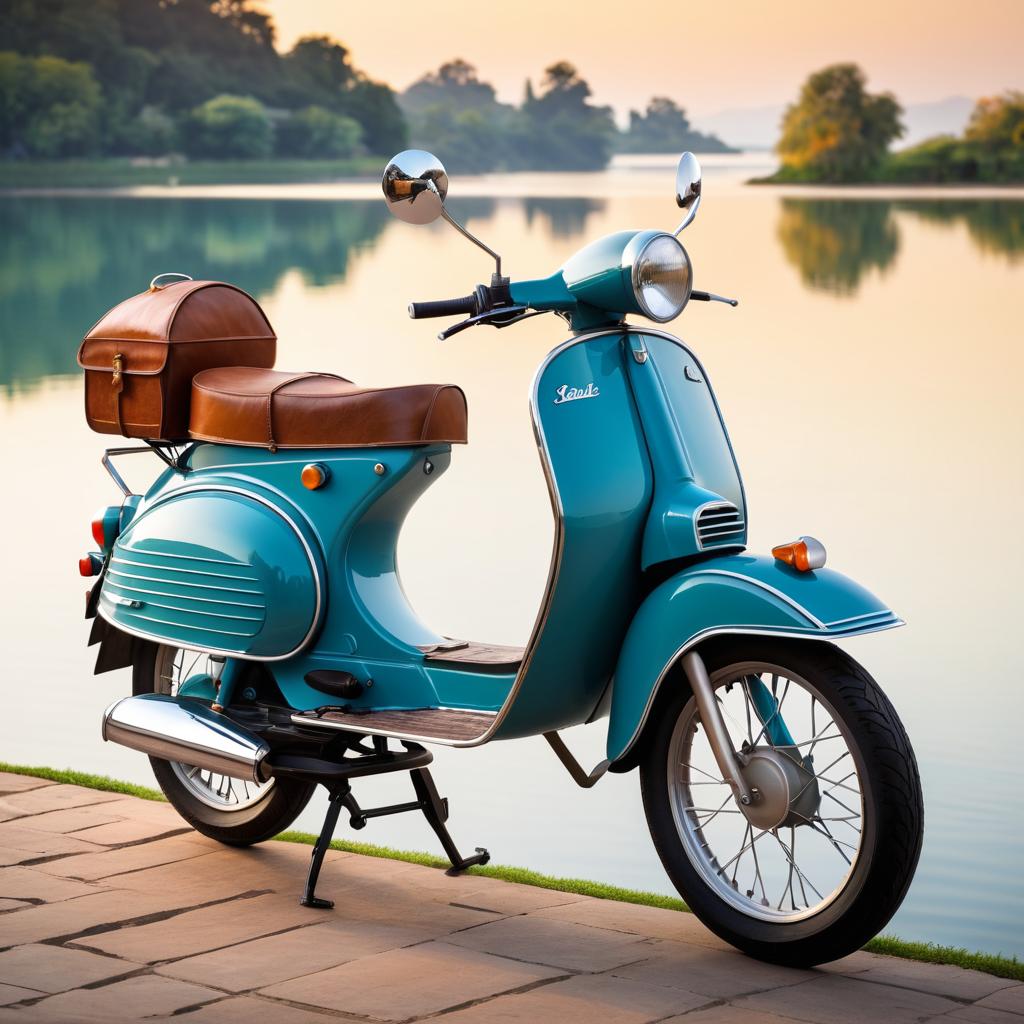 Restored Classic Moped by Serene Lake