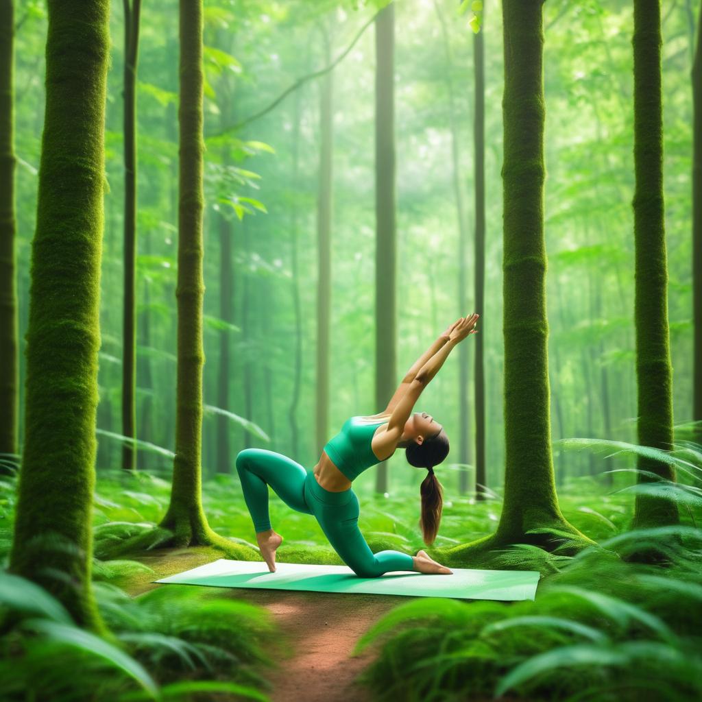 Tranquil Forest Yoga Pose Illustration