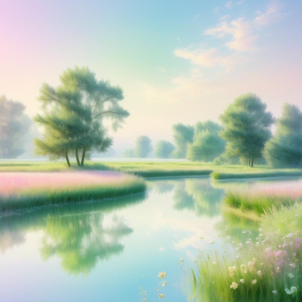 Dreamy Pastoral Landscape in Monet Style