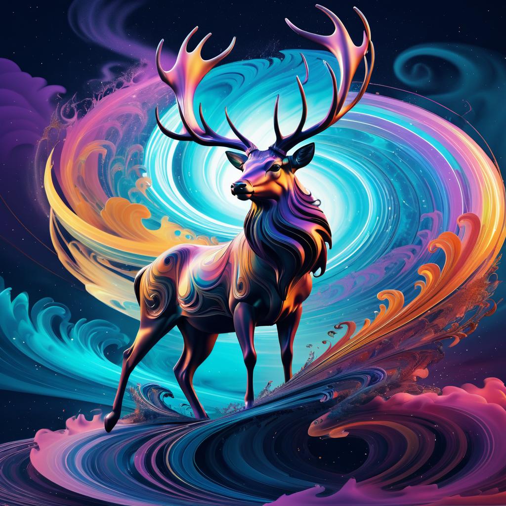 Majestic Deer in a Surreal Tornado