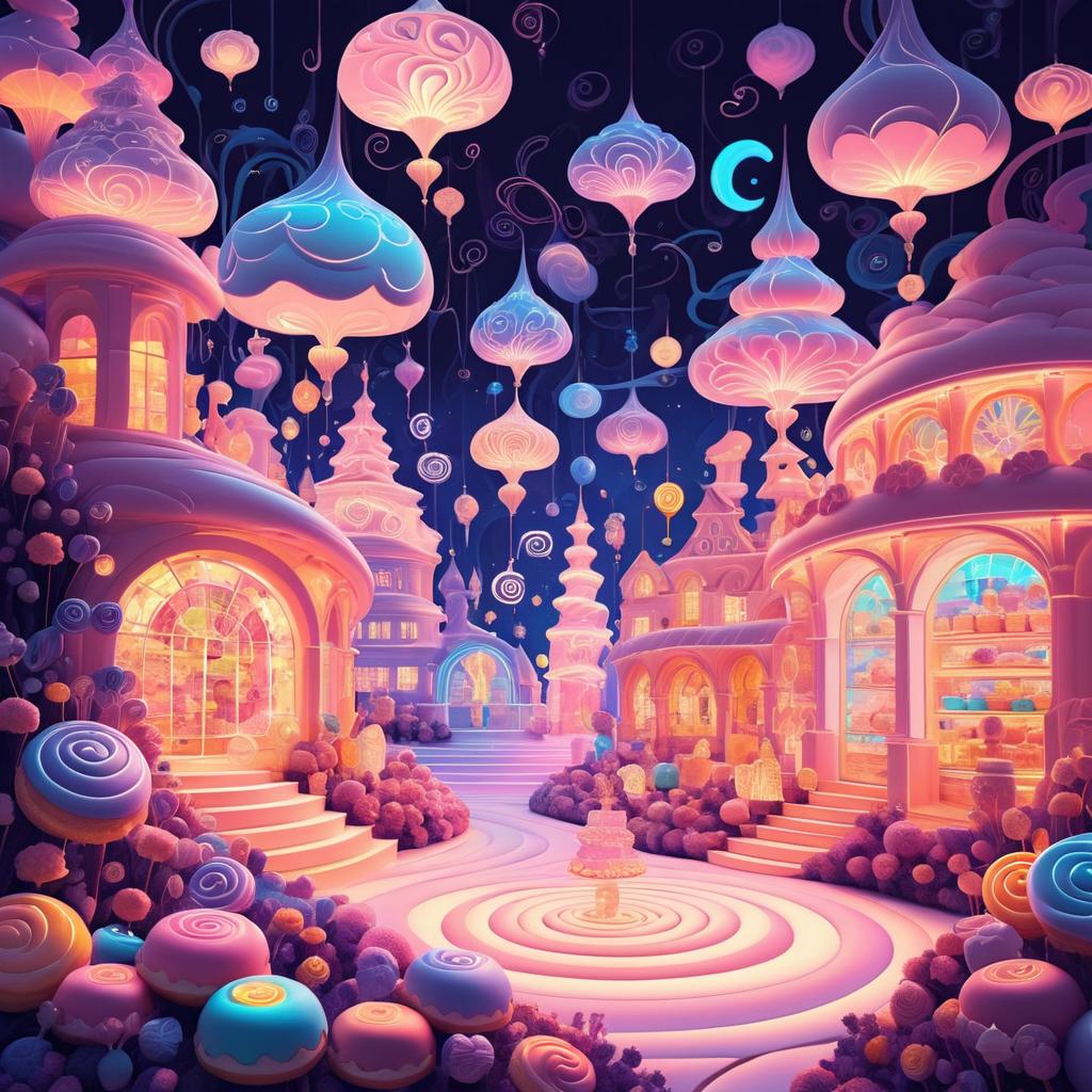 Whimsical Realm of Sweets Illustration