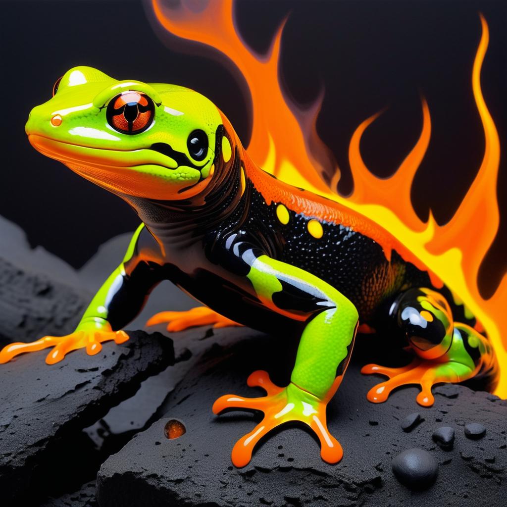 Expressionist Salamander with Molten Glow