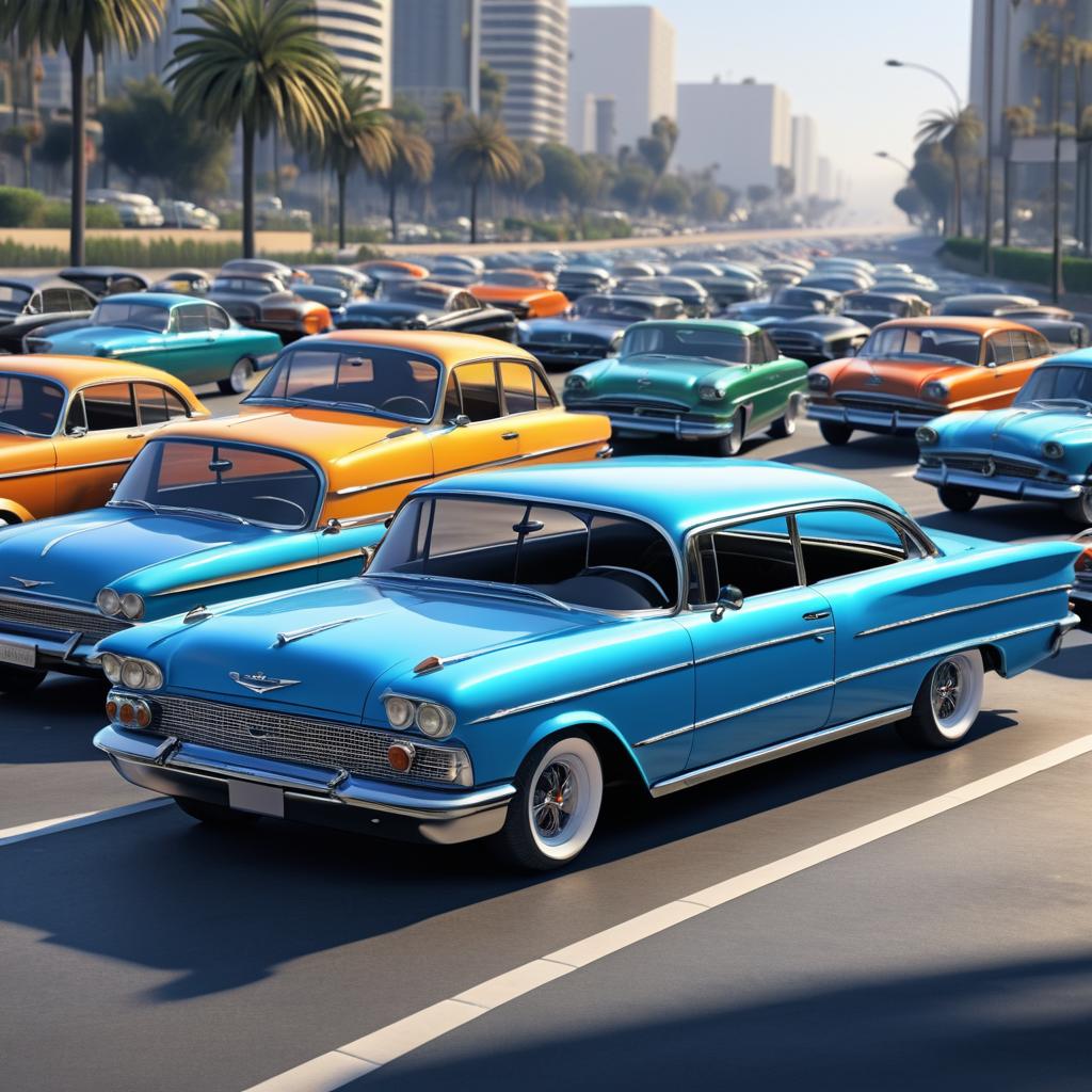 Hyper-Realistic LA Traffic with Classic Cars