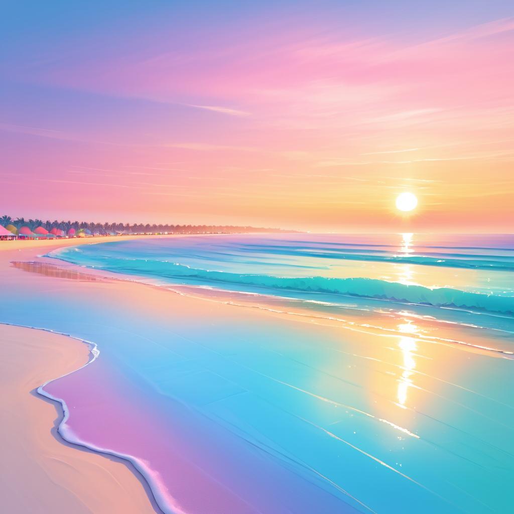 Serene Sandy Beach Sunset Scene