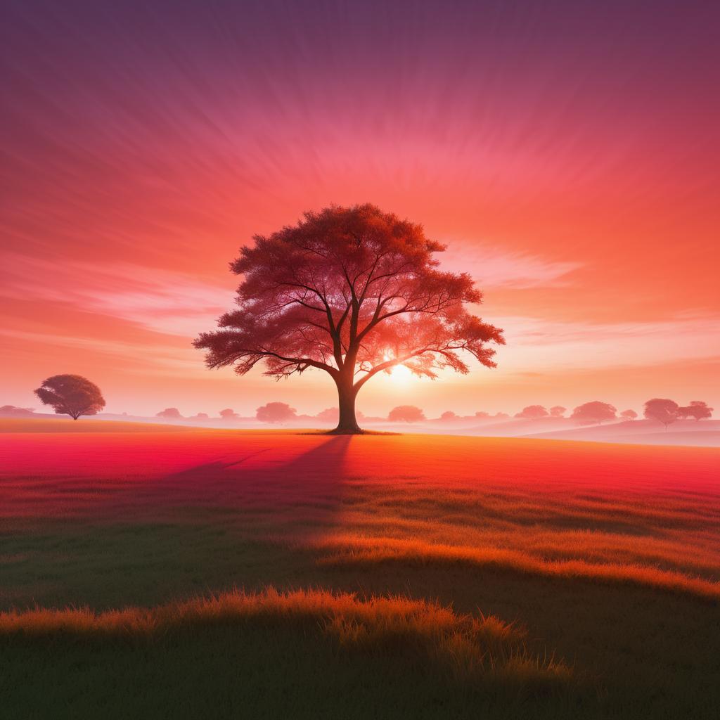 Solitary Tree at Dawn in Radiant Field