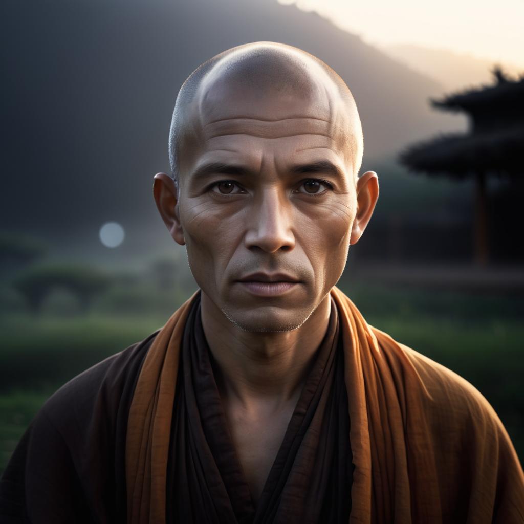 Serene Monk Portrait at Dawn