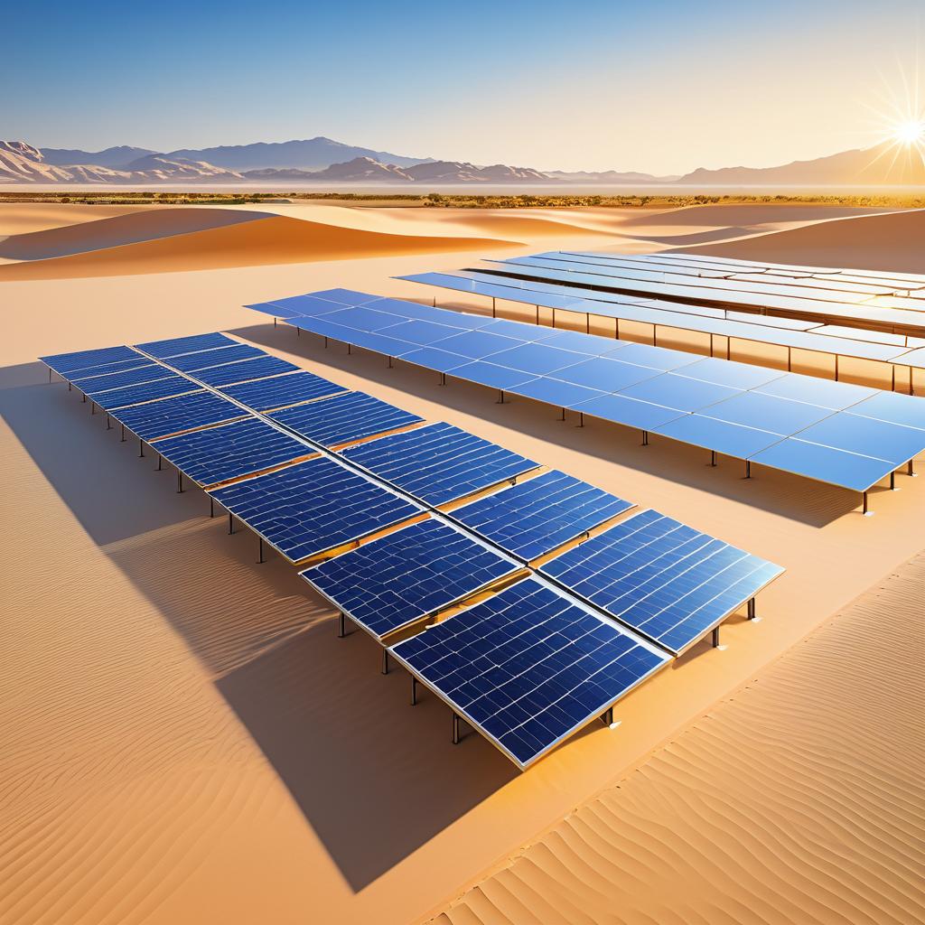 Solar Panels and Turbines in a Desert Landscape