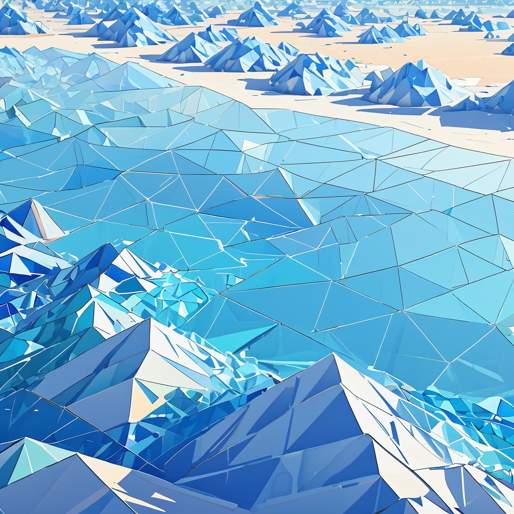 Low-Poly Crystal Blue Lagoon Landscape