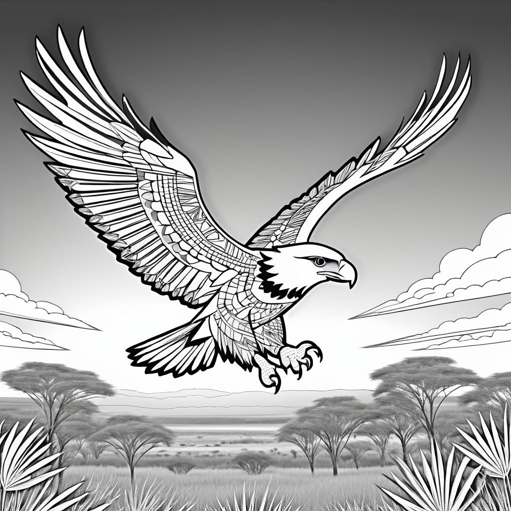 Soaring Eagle Coloring Page for Kids