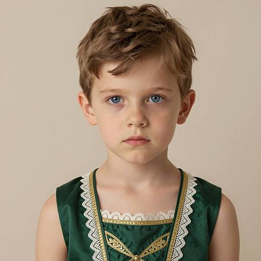 Young Boy in Green Fancy Dress