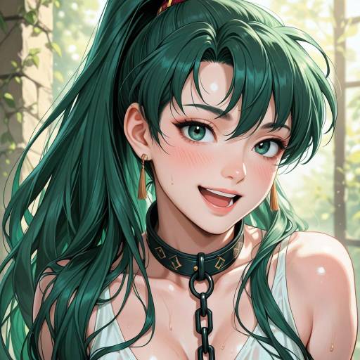 Girl with Green Hair and Jewelry