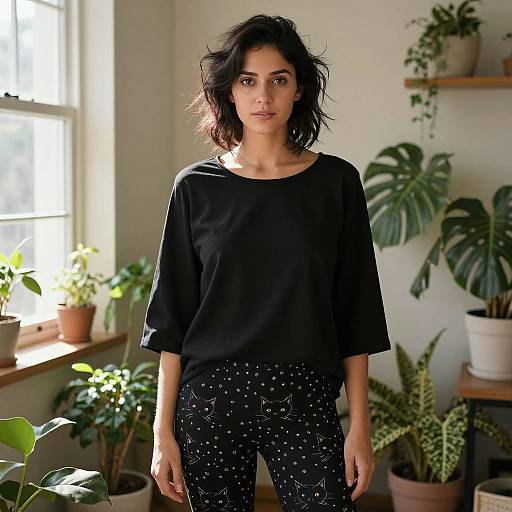 Young Woman in Cozy Indoor Garden