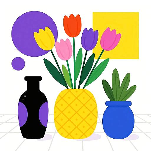 Colorful Abstract Tulips Still Life