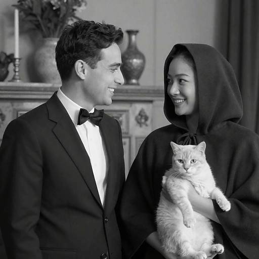 Elegant Black-and-White Portrait Scene