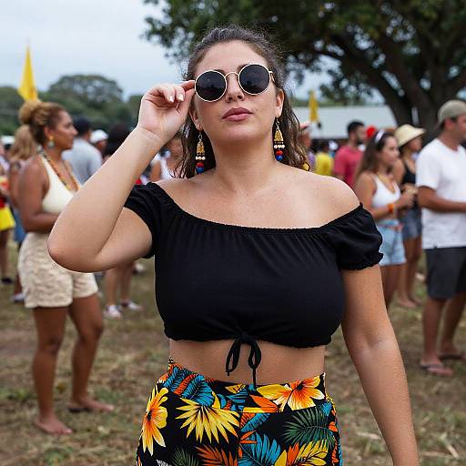 Stylish Woman at Battlefield Reenactment