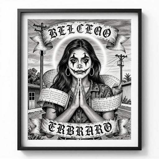 Chicano Art: Praying Young Woman Illustration