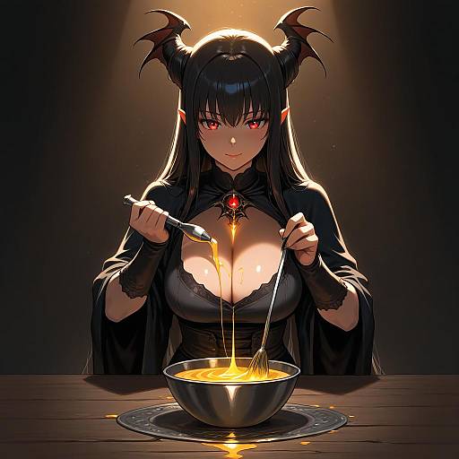 Vampire Alchemist Mixing Mysterious Glowing Potions