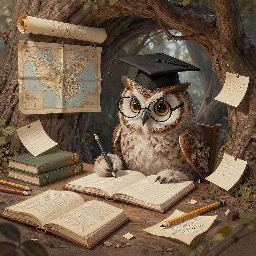 Wise Owl Scholar in Cozy Tree Classroom