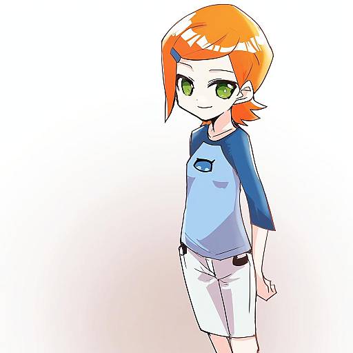 Illustration of Gwen tennyson, ben 10 in the style of Kanduki kamibukuro