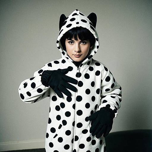 Man in Dalmatian Costume with Black Gloves
