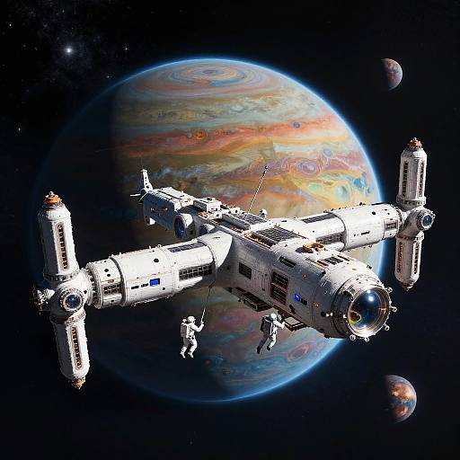 Futuristic NRP Space Station Orbiting Gas Giant