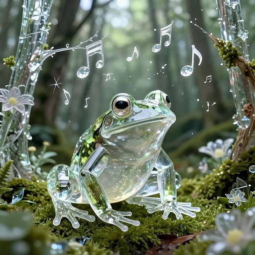 Crystal Frog Serenades Glass Forest