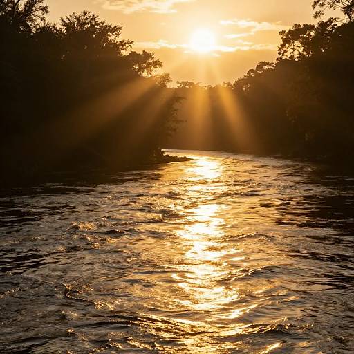 Golden Sunrise Over Shimmering River