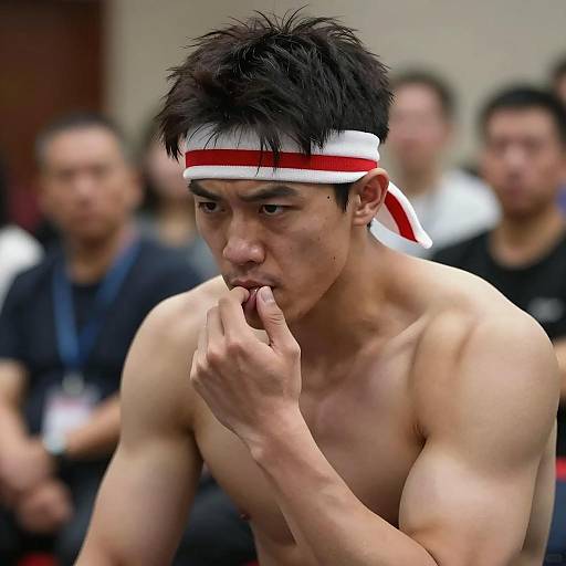 Intense Asian Man in Dim Light