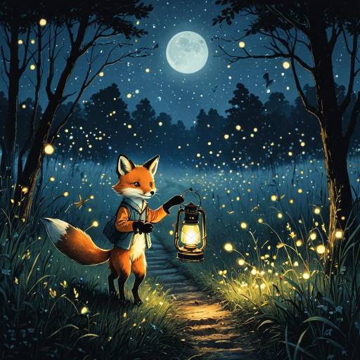 Manga Style Fox in a Foggy Meadow Manga Style Fox in a Foggy Meadow