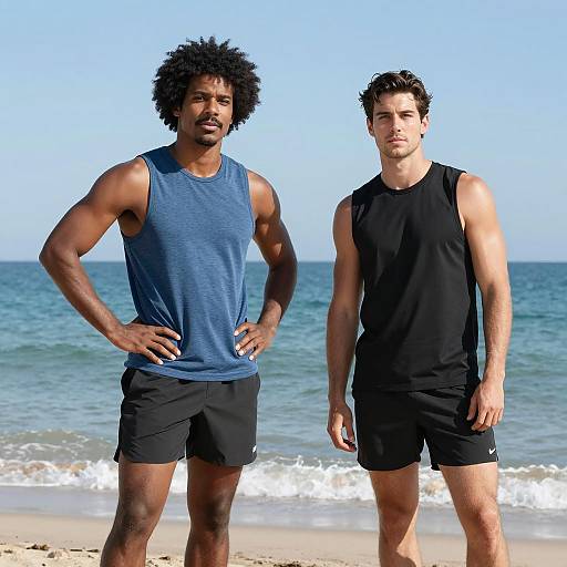 Beach Portrait of Two Muscular Men