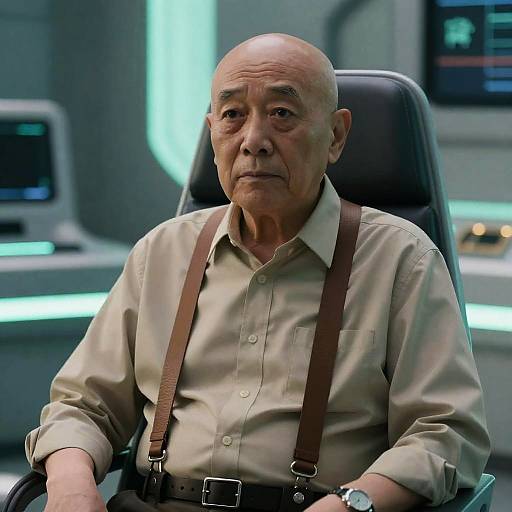 Futuristic Portrait of a Serious Elderly Man