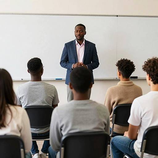 Instructor in Blue Blazer Teaching Adults